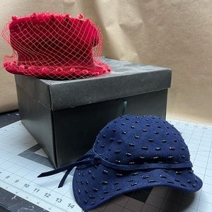 Antique/Vintage Red and Navy Hats